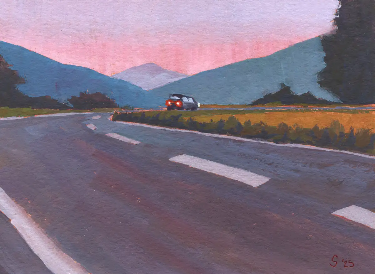 Colline Tramonto Gouache